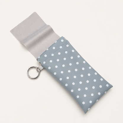 Soft PU Leather Sunglasses Pouch With Built-in Cleaning Cloth And Keychain