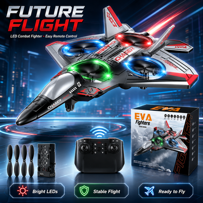 198 SkyRaptor™ LED RC Fighter Jet – High-Performance 3D Flip Stunt Plane