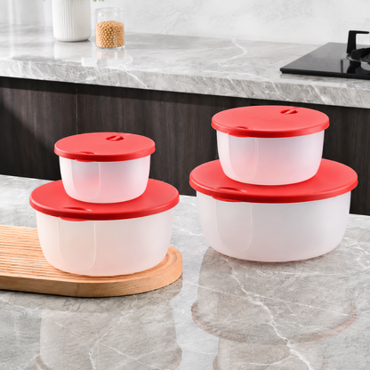 4-Piece Food Storage Containers with Lids – Multi-Size Stackable Kitchen Storage Bowls