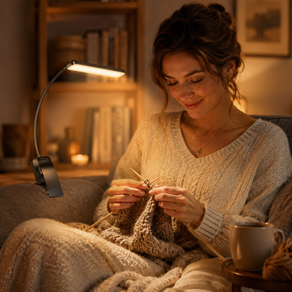 Dual-Head Rechargeable Reading Light – 15 Brightness Modes & Wide Clip