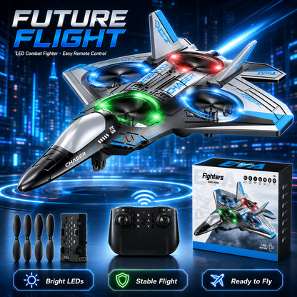 198 SkyRaptor™ LED RC Fighter Jet – High-Performance 3D Flip Stunt Plane