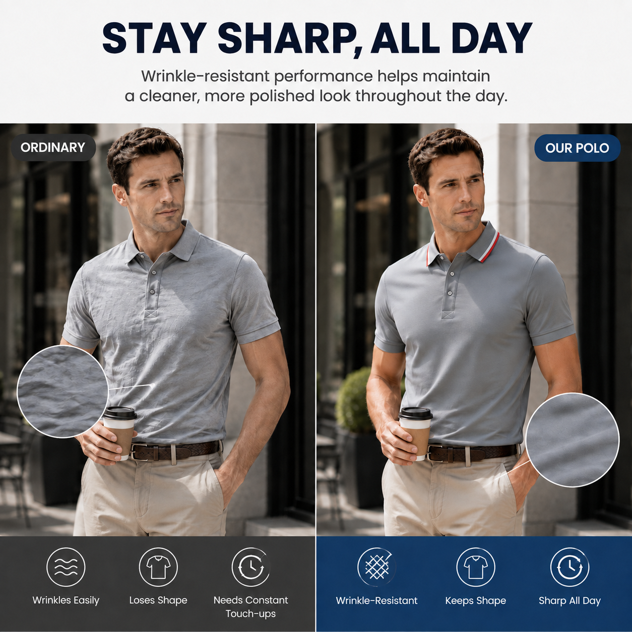 Men's Cool & Breathable Summer Polo Shirt – Stretch Slim Fit