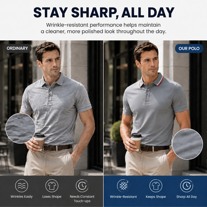 Men's Cool & Breathable Summer Polo Shirt – Stretch Slim Fit