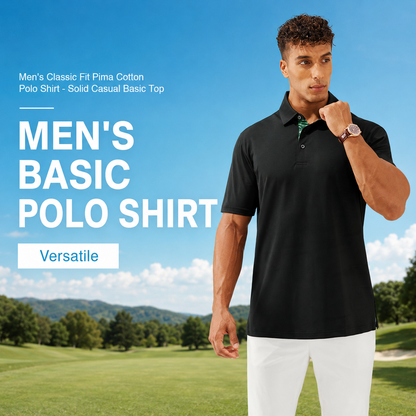 Men's Classic Cotton Polo Shirt – Casual Golf and Everyday Wear