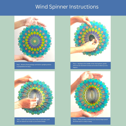 Peacock MANDALA Art Wind Spinner. Spinning Decoration. Metal Wind Spinner.