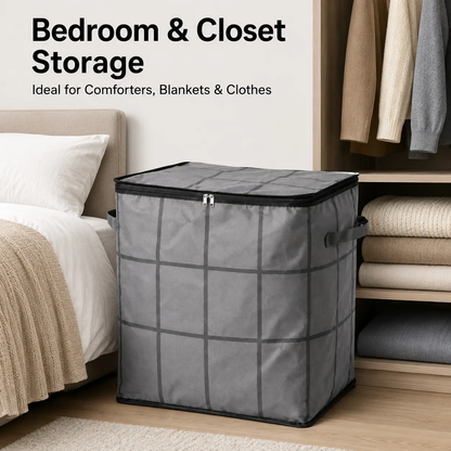 Spacious Moving Fabric Storage Bin – Zippered Organizer for Quilts