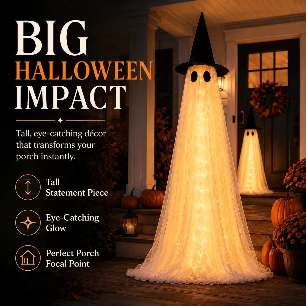 👻2-Pack 5.5FT Ghost Light-Up Halloween Decoration Set👻