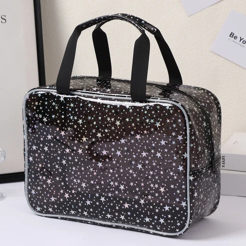 👜Holographic Star Toiletry Bag – Large Capacity Cosmetic Organizer👜