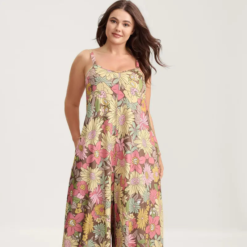 Women’s Plus Size Bohemian Spandex Overalls – Flowy Comfort, Effortless Style