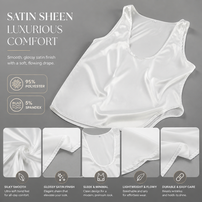 Women's Satin V-Neck Tank Top – Sleeveless Relaxed Fit