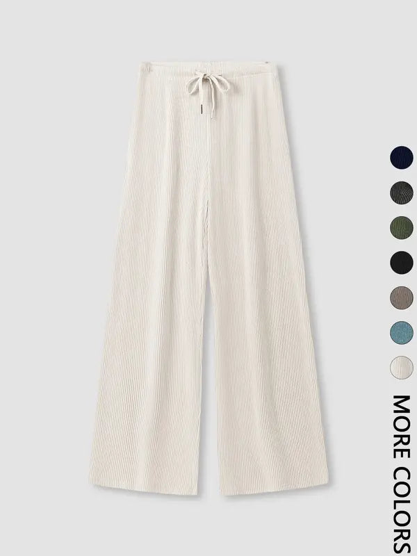 Women's High Waist Wide Leg Ribbed Pants