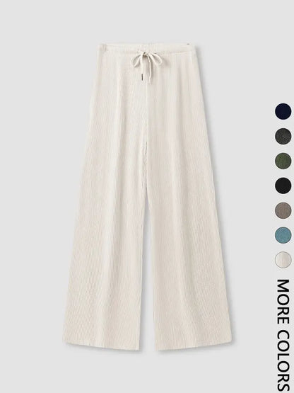 Women's High Waist Wide Leg Ribbed Pants