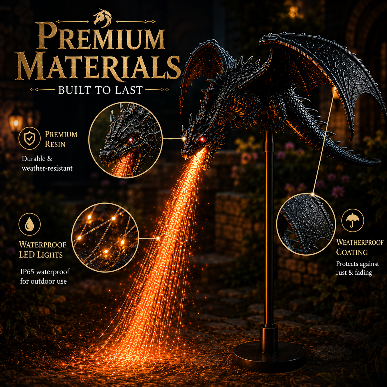 Dragon Flame Solar Garden Lights