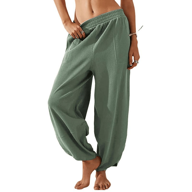New Women's Casual Elastic Waist Belt Wide-Leg Harem Pants