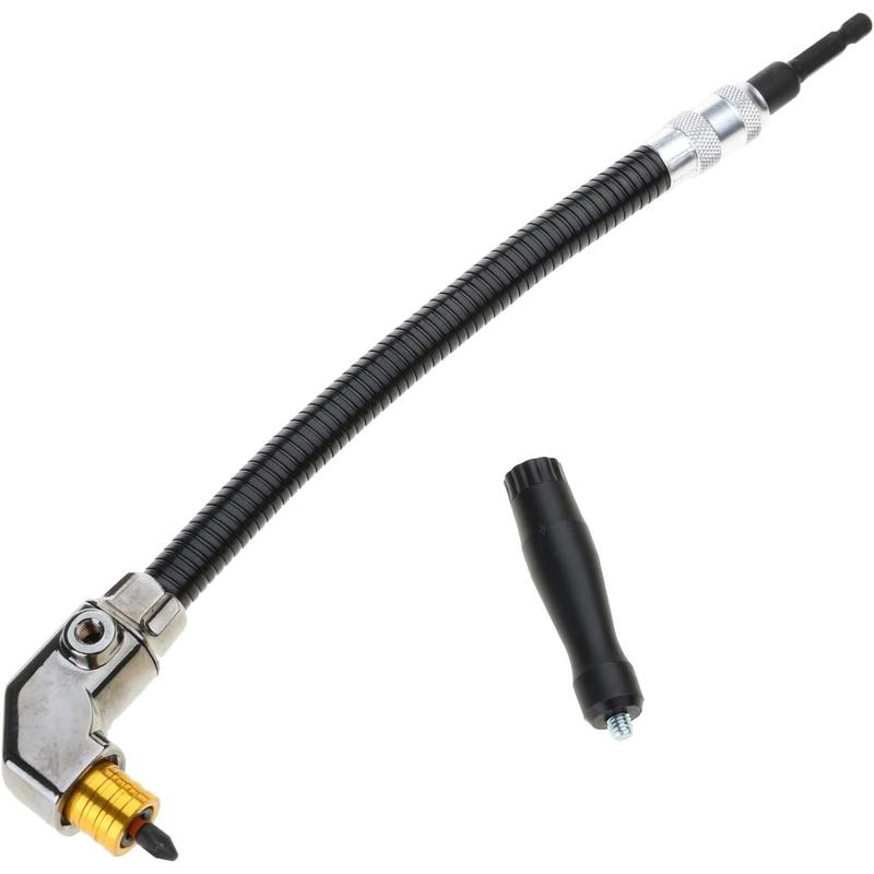 90° Right Angle Drill Attachment with Flexible Extension Shaft