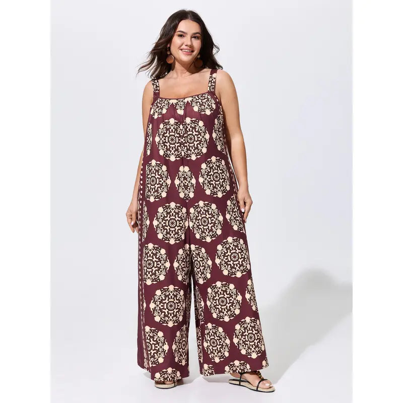 Women’s Plus Size Bohemian Spandex Overalls – Flowy Comfort, Effortless Style