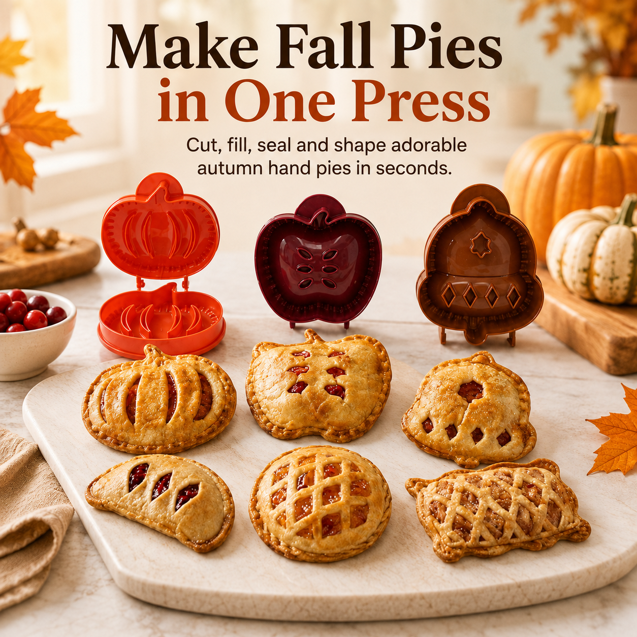 6 Pack Hand Pie Molds – Dough Presser for Mini Pocket Pies Baking