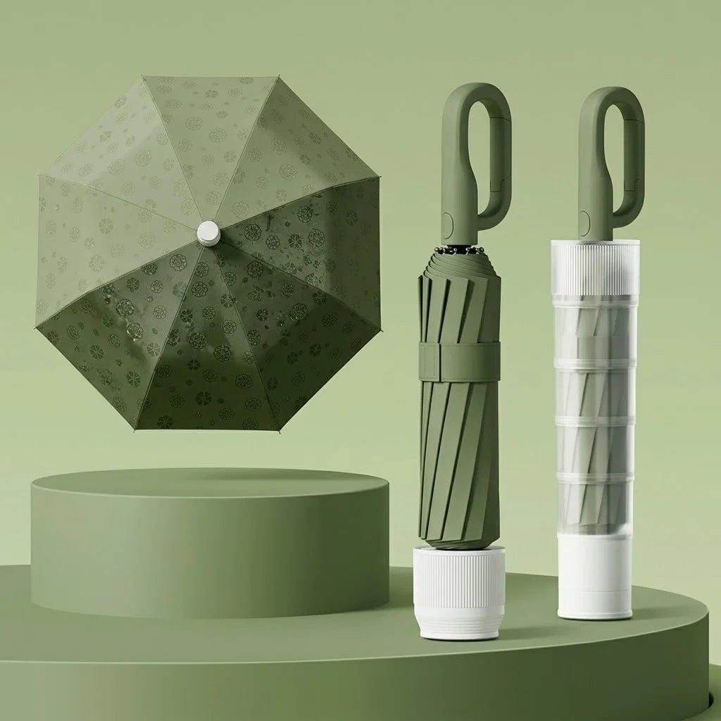 Magic Water-Revealing Automatic Umbrella with Drip-Proof Sleeve