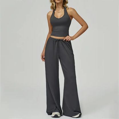 🏃‍♀️Sportswear Set – Adjustable V-neck tank top and wide-leg pants🏃‍♀️