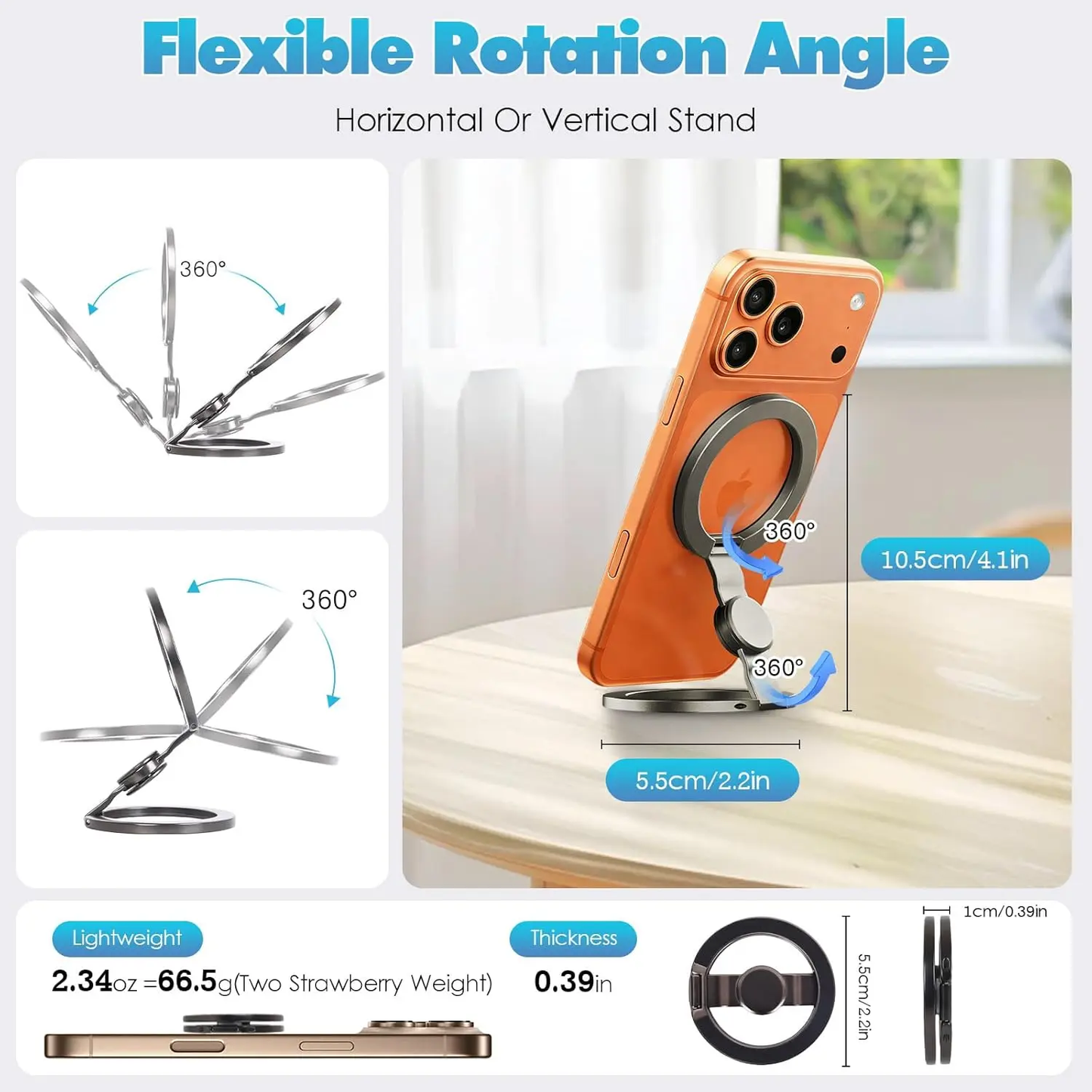 Ultra-Slim Magnetic Phone Grip Stand & Fidget Spinner – 360° Rotating