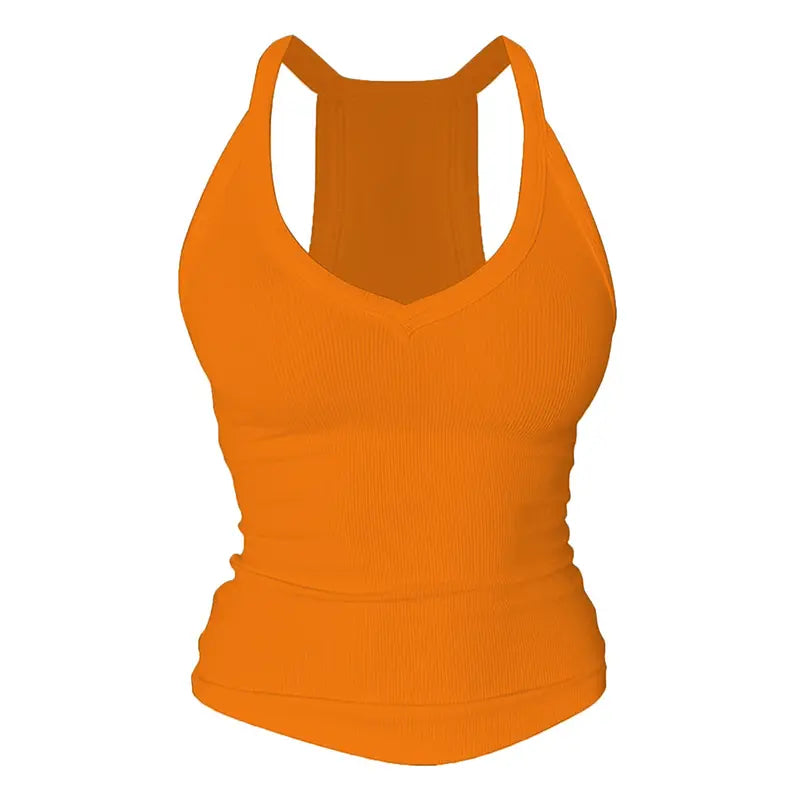 V Neck Cotton Tank Tops with Built-in Shelf Bra Sleeveless Racerback Fitted Basic Cami Shirts