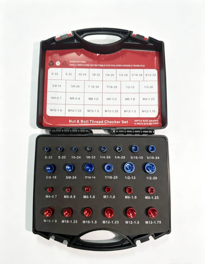 🔩26/44PCS Nut and Bolt Thread Checker - Inch & Metric Sizes, with Handy Tool Box🔩