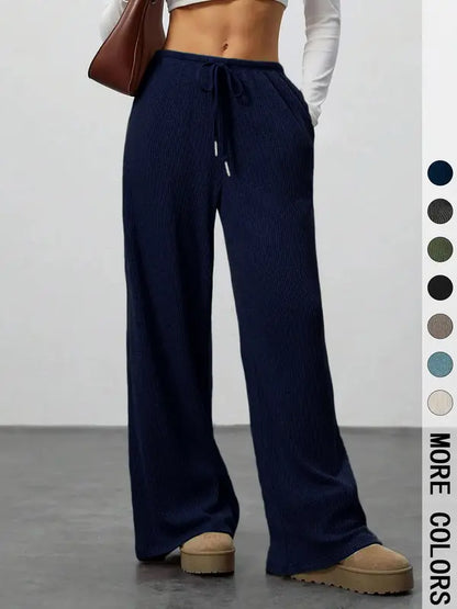 Women's High Waist Wide Leg Ribbed Pants
