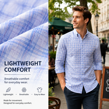 Men's Classic Plaid Slim Fit Button Down Shirt