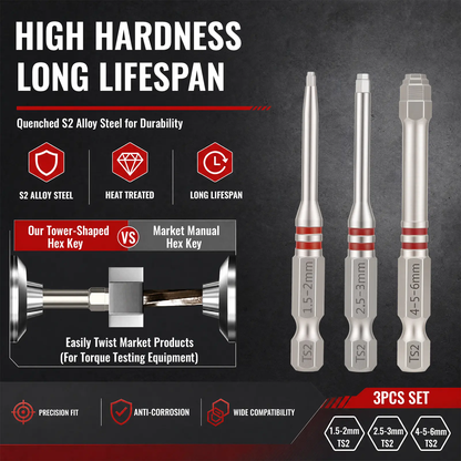 6-piece set of magnetic hexagonal shank pagoda-shaped screwdriver bits