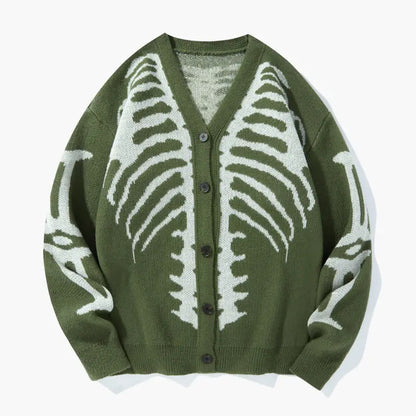 Skeleton Ribcage Oversized Knit Button Cardigan