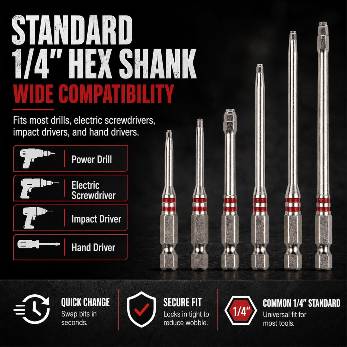6-piece set of magnetic hexagonal shank pagoda-shaped screwdriver bits