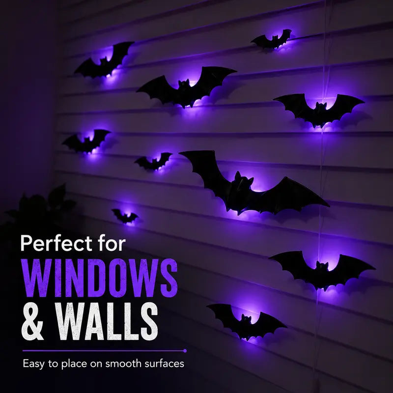 3D Light-Up LED Flying Bats Wall Decor