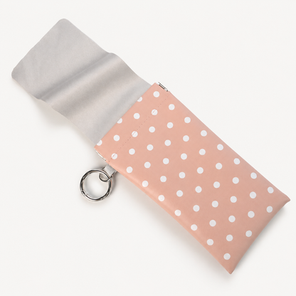 Soft PU Leather Sunglasses Pouch With Built-in Cleaning Cloth And Keychain