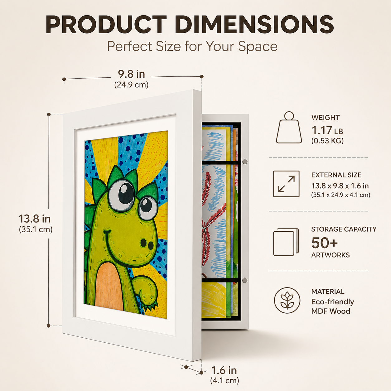 Kids Art Frame Front Opening - Display &amp; Store Artwork