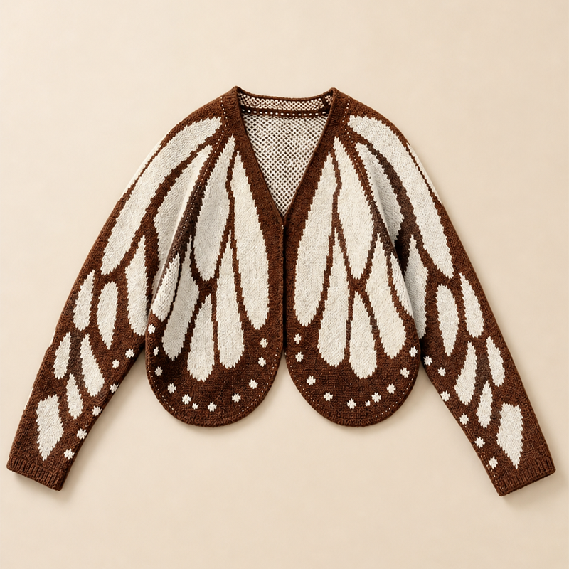 Women's Oversized Butterfly Colorblock Knit Cardigan