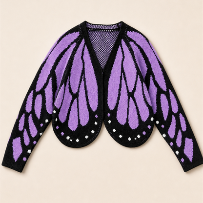 Women's Oversized Butterfly Colorblock Knit Cardigan