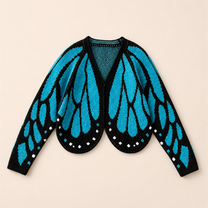 Women's Oversized Butterfly Colorblock Knit Cardigan
