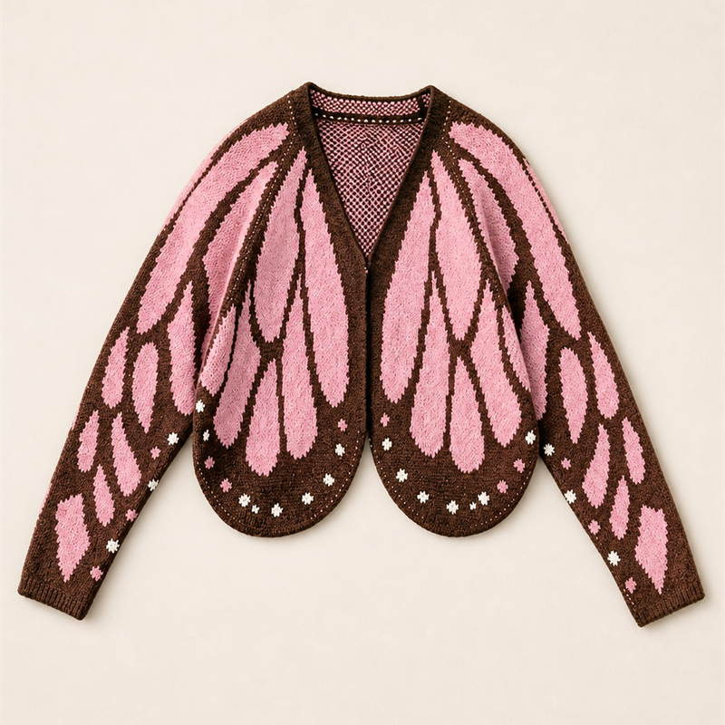 Women's Oversized Butterfly Colorblock Knit Cardigan