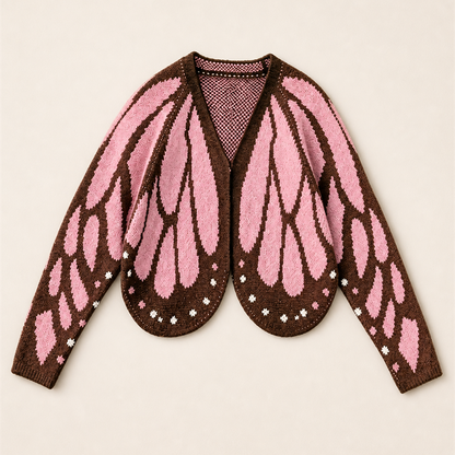 Women's Oversized Butterfly Colorblock Knit Cardigan