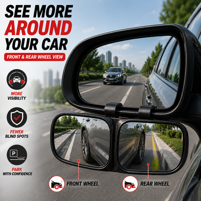 2 PCS 360° Rotating Dual-Lens Rearview Assist Blind Spot Mirror