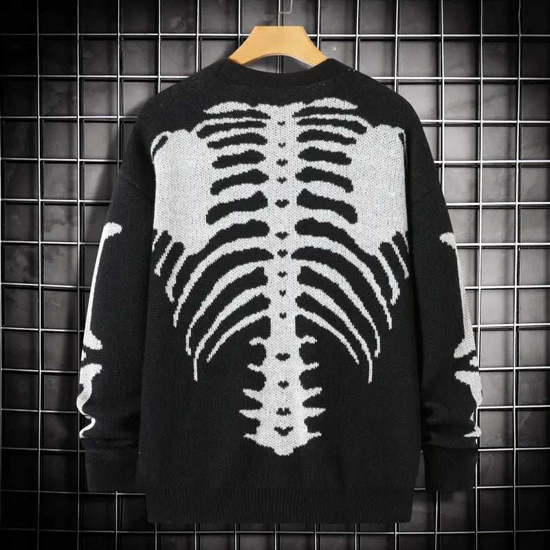 Skeleton Ribcage Oversized Knit Button Cardigan
