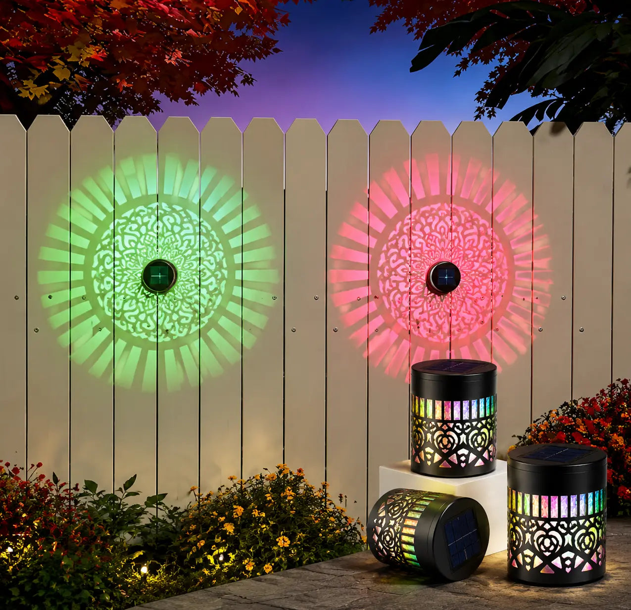 Seven-Color Changing Solar Mandala Projection Wall Light
