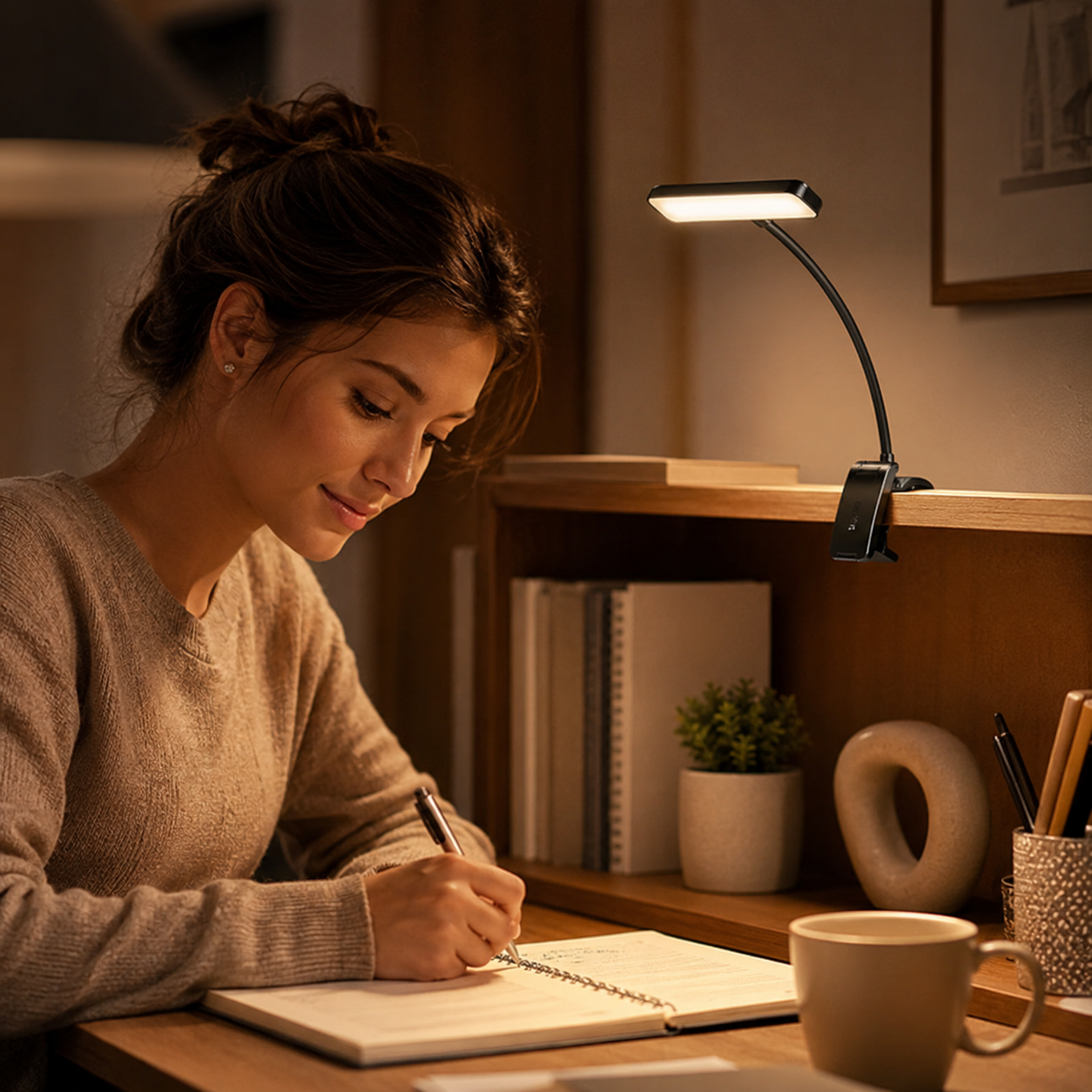 Dual-Head Rechargeable Reading Light – 15 Brightness Modes & Wide Clip