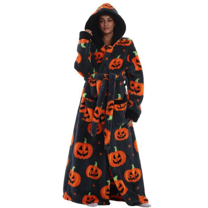 Bamafrontierman™ Hooded Long Leopard Print Bathrobe - Thickened Flannel Fabric