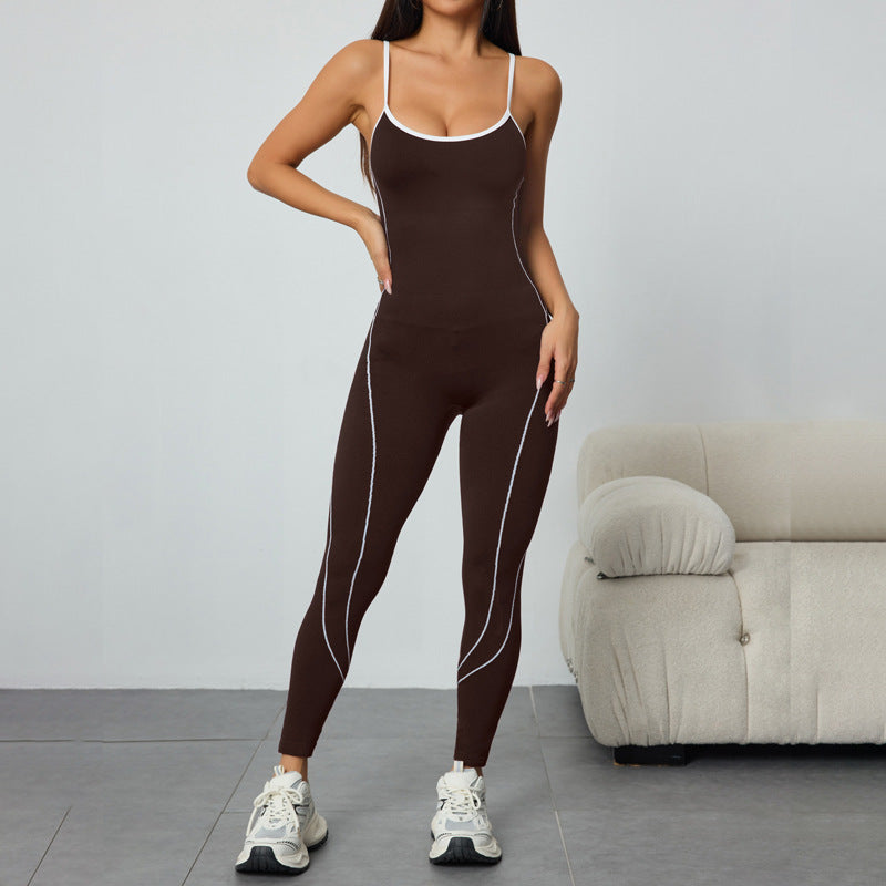 Seamless Criss-Cross Back Workout Jumpsuit – Second-Skin Sculpting Activewear with Hip-Lifting Fit