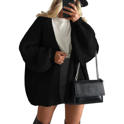 Women's Oversized Open-Front Knit Cardigan