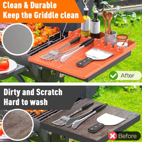 🌞Summer Sale 49% OFF🍖Silicone BBQ Side Shelf Mat — Keep Tools Clean & Close