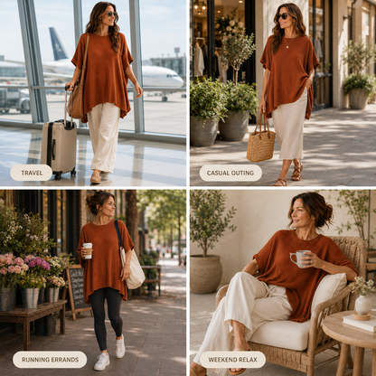 Women's casual loose solid color knitted pullover sweater