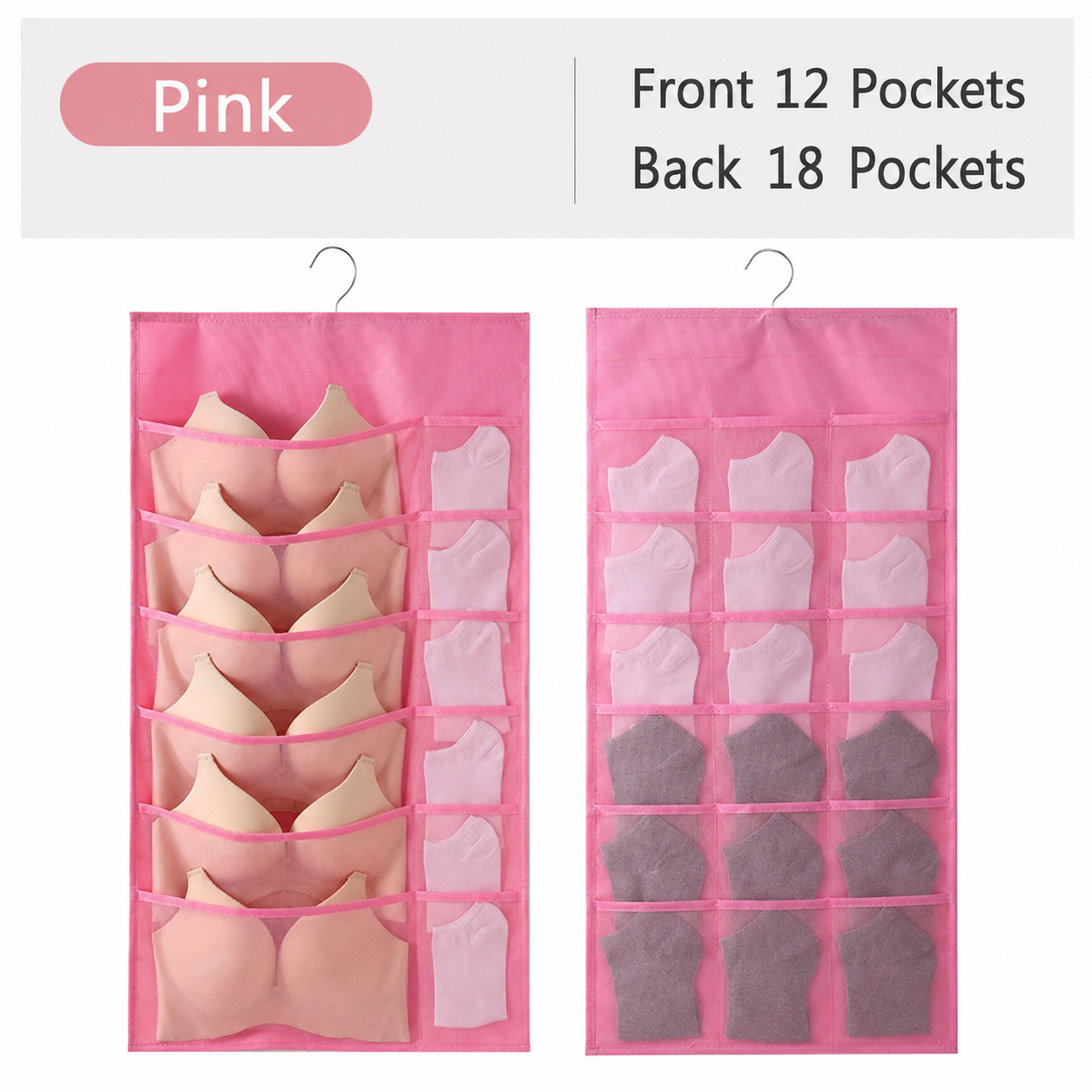 🔥 Space-Saving Bra & Underwear Hanging Organizer – 30 Pockets Dual-Sided Closet Storage Bag for Lingerie. Socks & Small Essentials