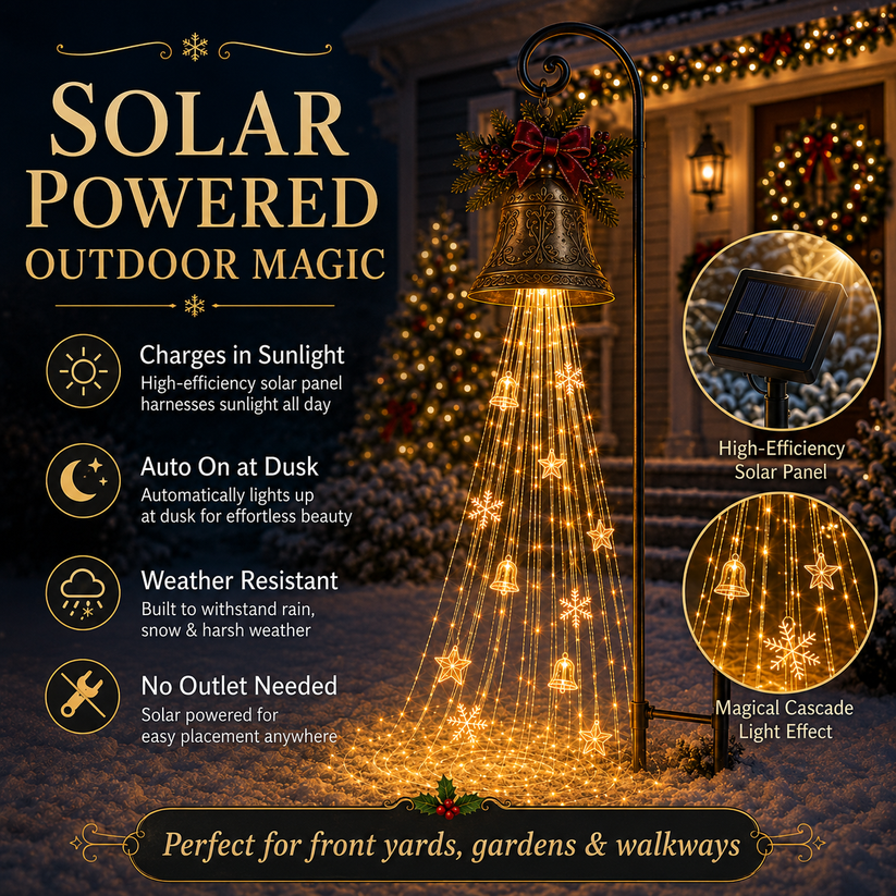 🎄 Christmas Bell Cascade Solar Yard Light